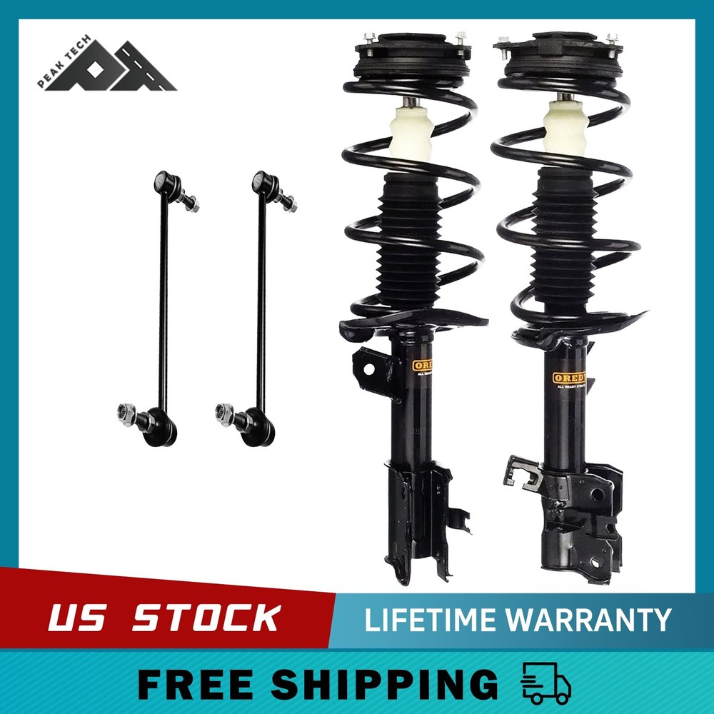 2 Front Struts + Sway Bar Links for 2008-2012 Nissan Rogue FWD