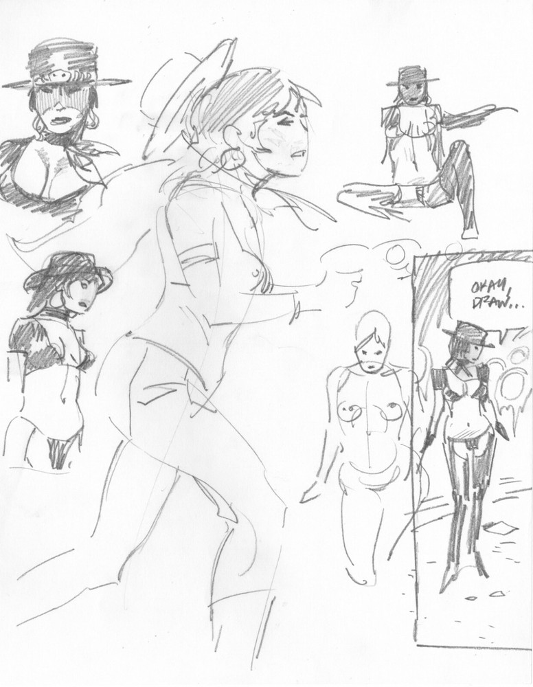 Mike Hoffman Original Western Madame Tarantula Concept Art Pencil comic artist 3
