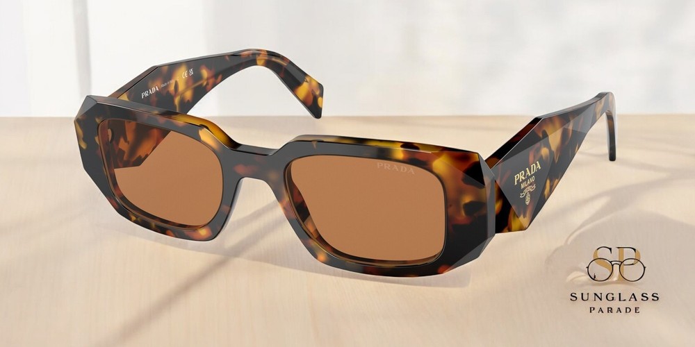 Prada PR 17WS VAU2Z1 Women's Brown Rectangular Sunglasses