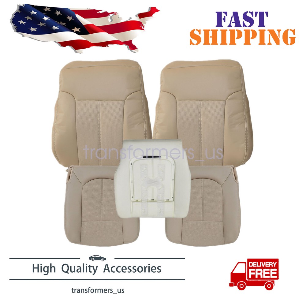 For 2011-16 Ford F250 F350 Both Side PERF Leather Seat Cover / Foam Cushion Tan