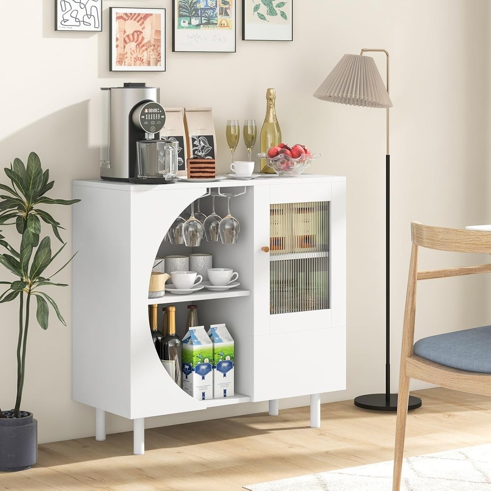 Modern Sideboard Buffet Cabinet with 2-Row Storage and Credenza Cupboard