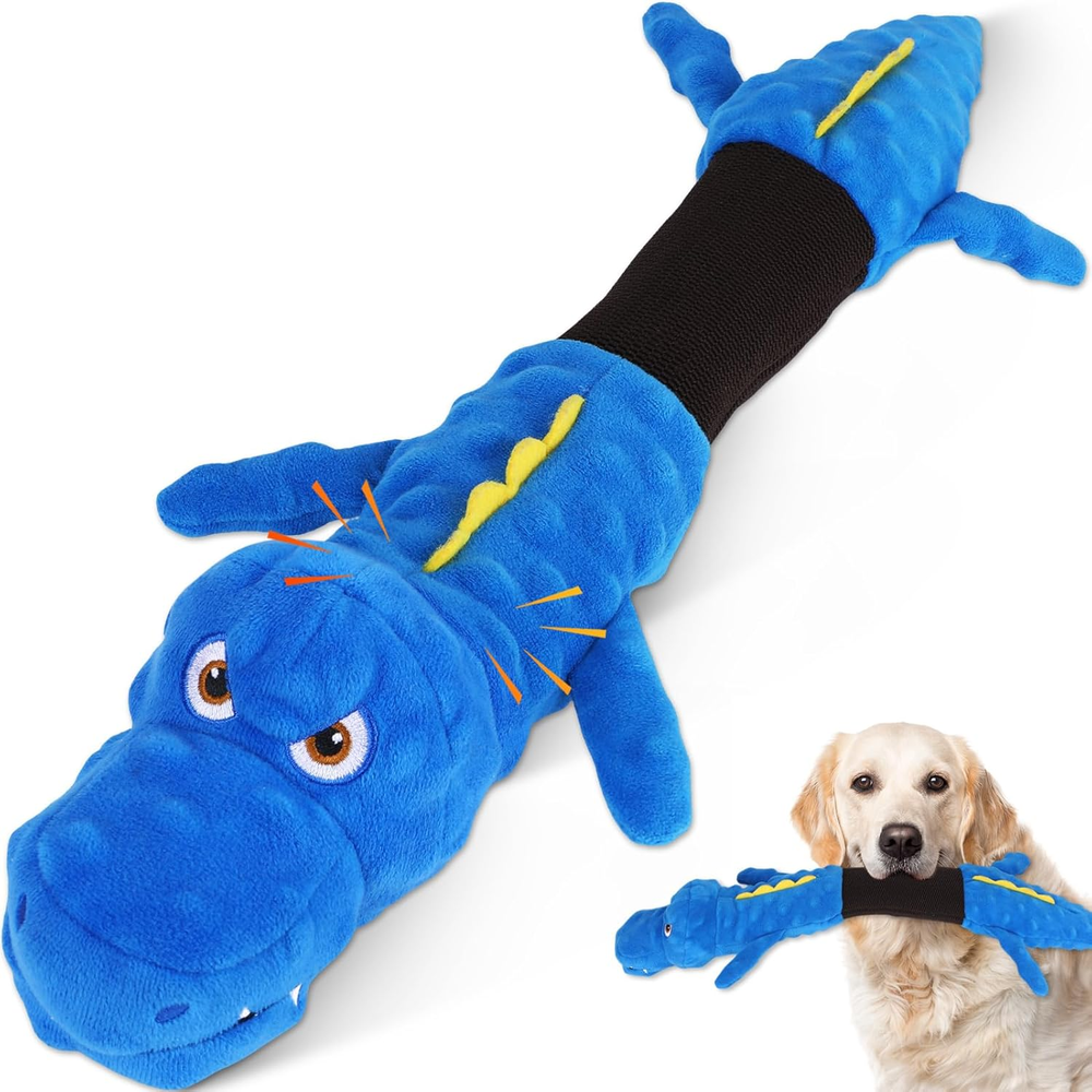 Large Squeaky Dog Toys, Interactive Tug of War Puppy Toys, Tough Plush Dog Chew