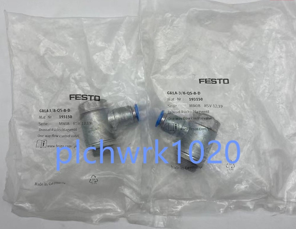 NEW FESTO GRLA-3/8-QS-8-D Throttle Valve 193150 Brand New in Box