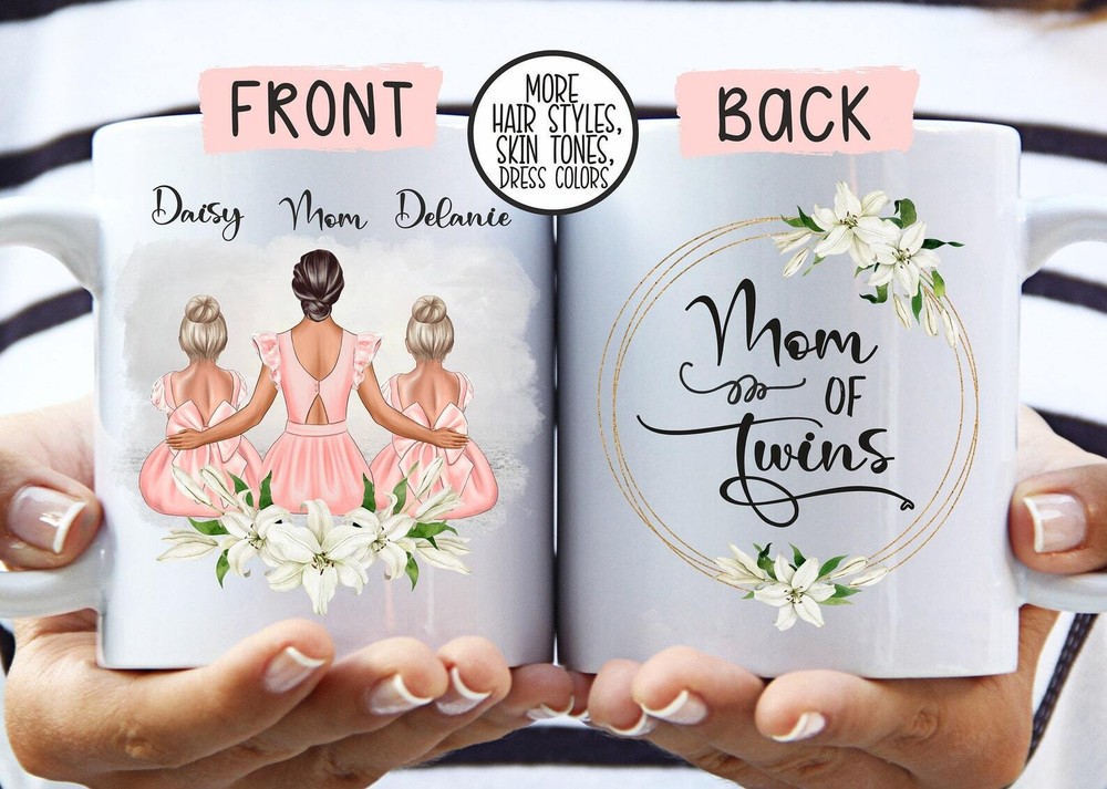 Custom Twin Mom Mug - Mother's Day Gift for Mom of Twins