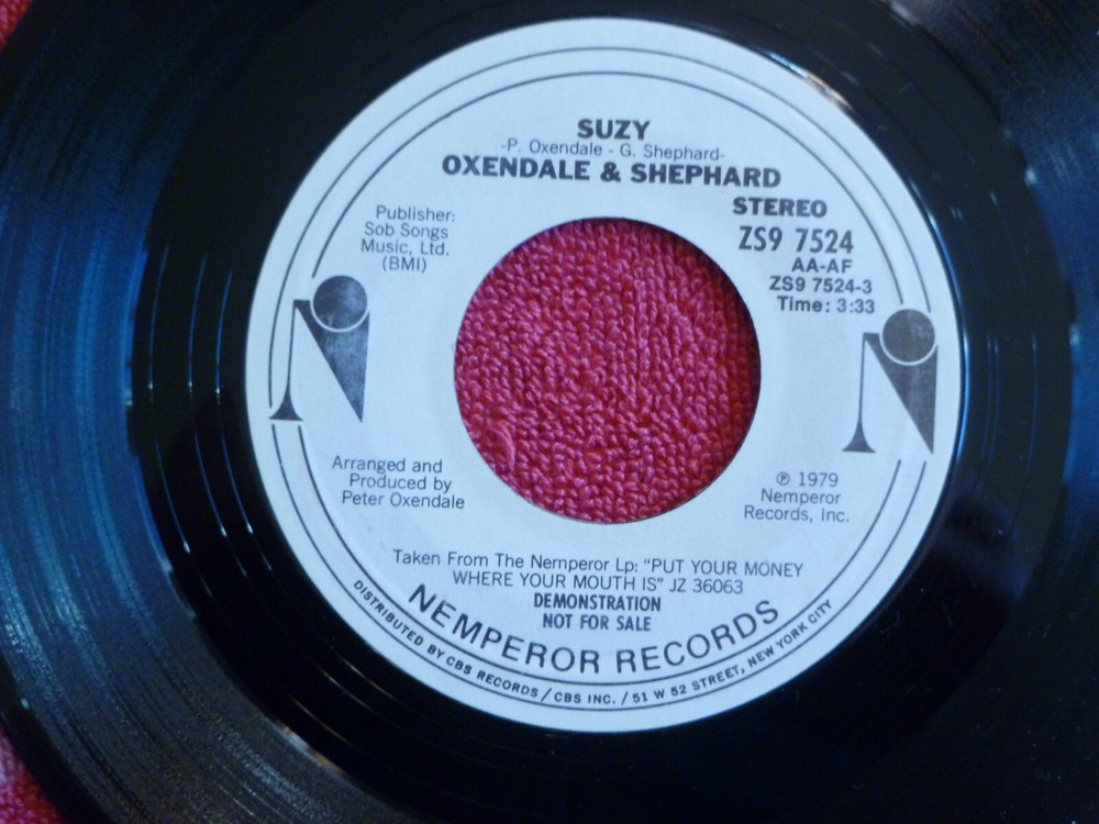 OXENDALE & SHEPHARD Suzy 45 rpm WHITE LABEL PROMO Nemperor 1979