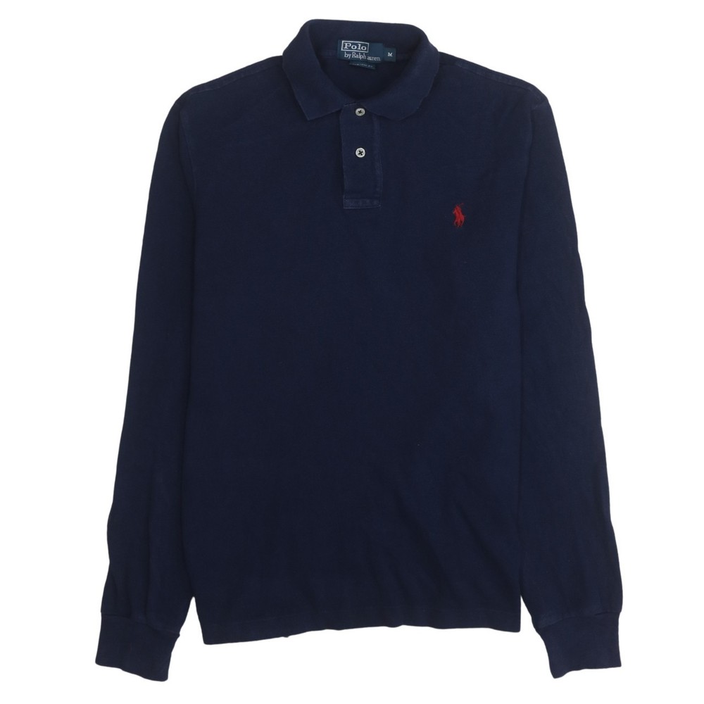 Polo Ralph Lauren Mens Long Sleeve Polo Shirt Navy Blue Red Pony Rugby Top M
