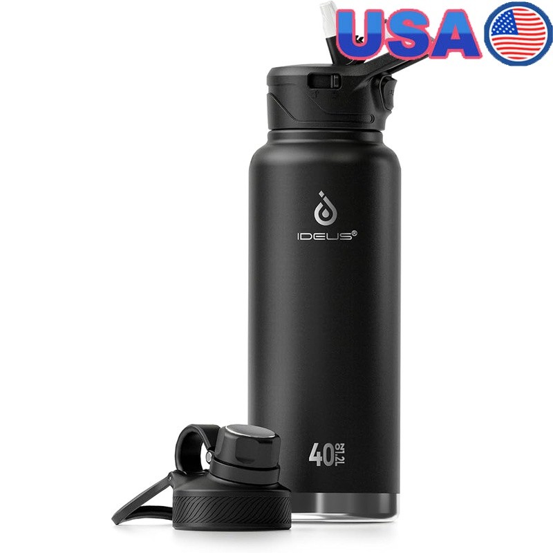 Vacuum Insulated Water Bottle 40 Oz Stainless Steel Leakproof Cold Hot Durable