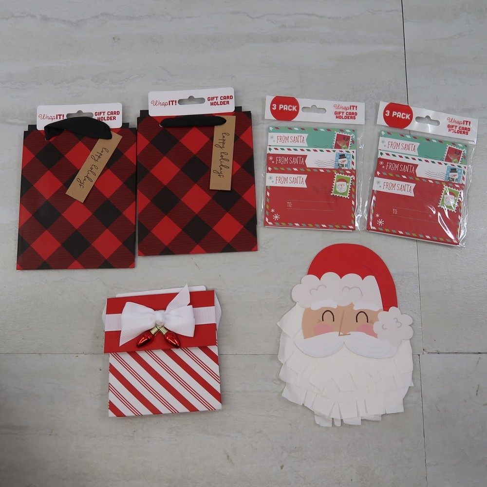 Christmas gift card holder boxes bag 10 total Reindeer Santa Snowman-image