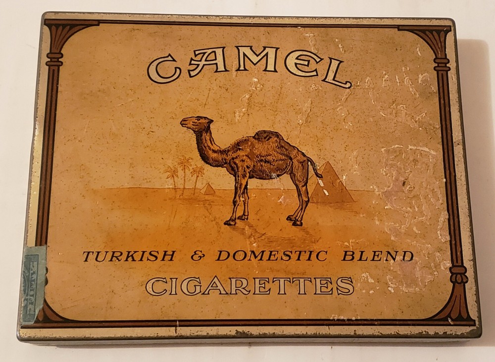 VINTAGE TOBACCO CAMEL TURKISH & DOMESTIC BLEND TIN CIGARETTE CASE BOX