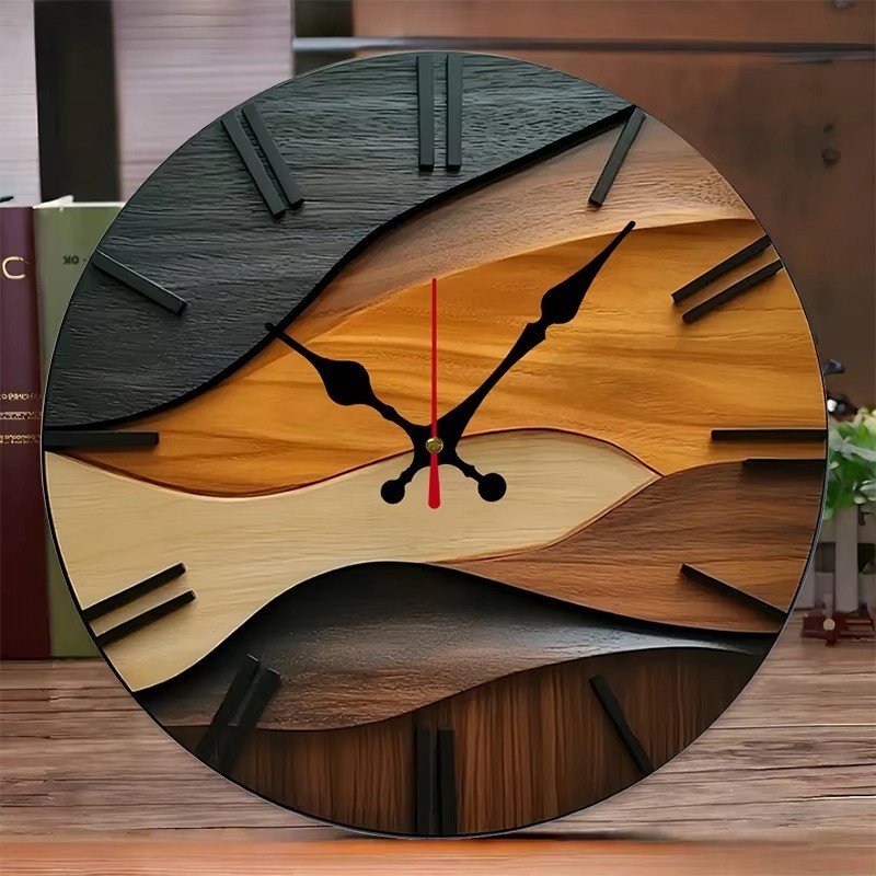 Nordic Style Wooden Round Silent Hanging Wall Clock