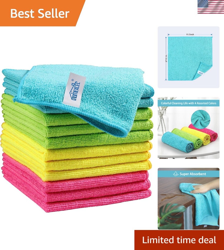 Ultra-Absorbent Microfiber Cleaning Towels, 12 Pack, Lint-Free, 11.5