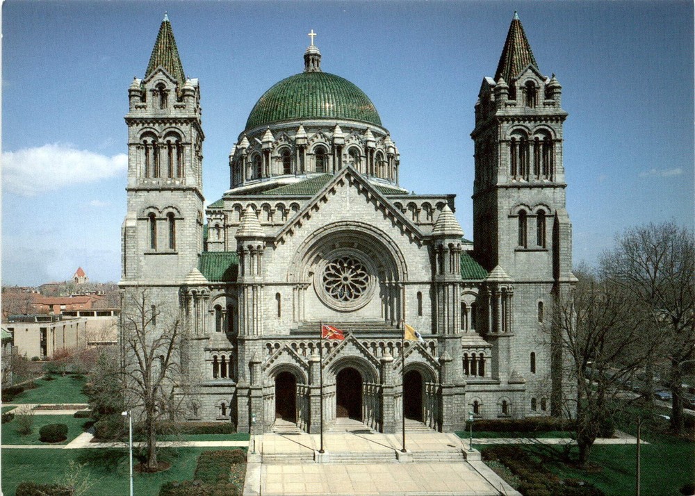 Cathedral of Saint Louis, Romanesque style, George D. Barnett, 1906 Postcard