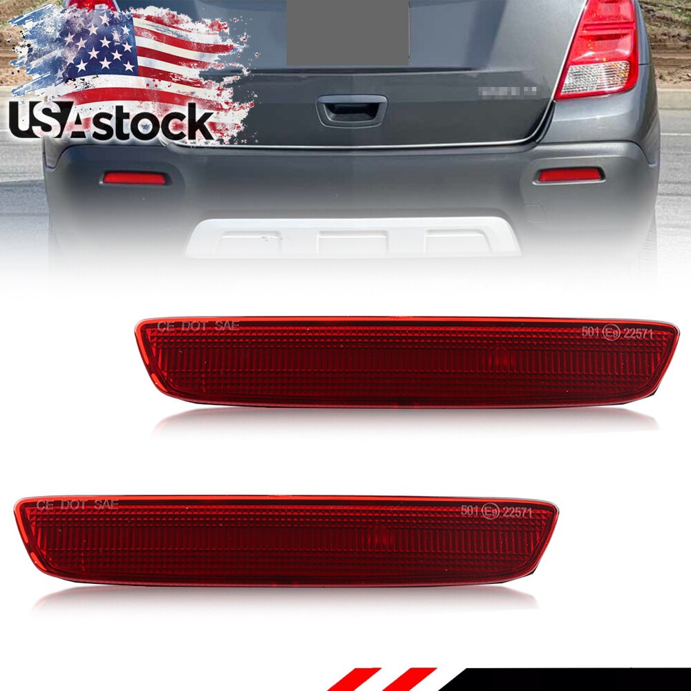 2X Red Rear Bumper Reflector Lights for 13-16 Chevy Trax 10-15 GMC Terrain