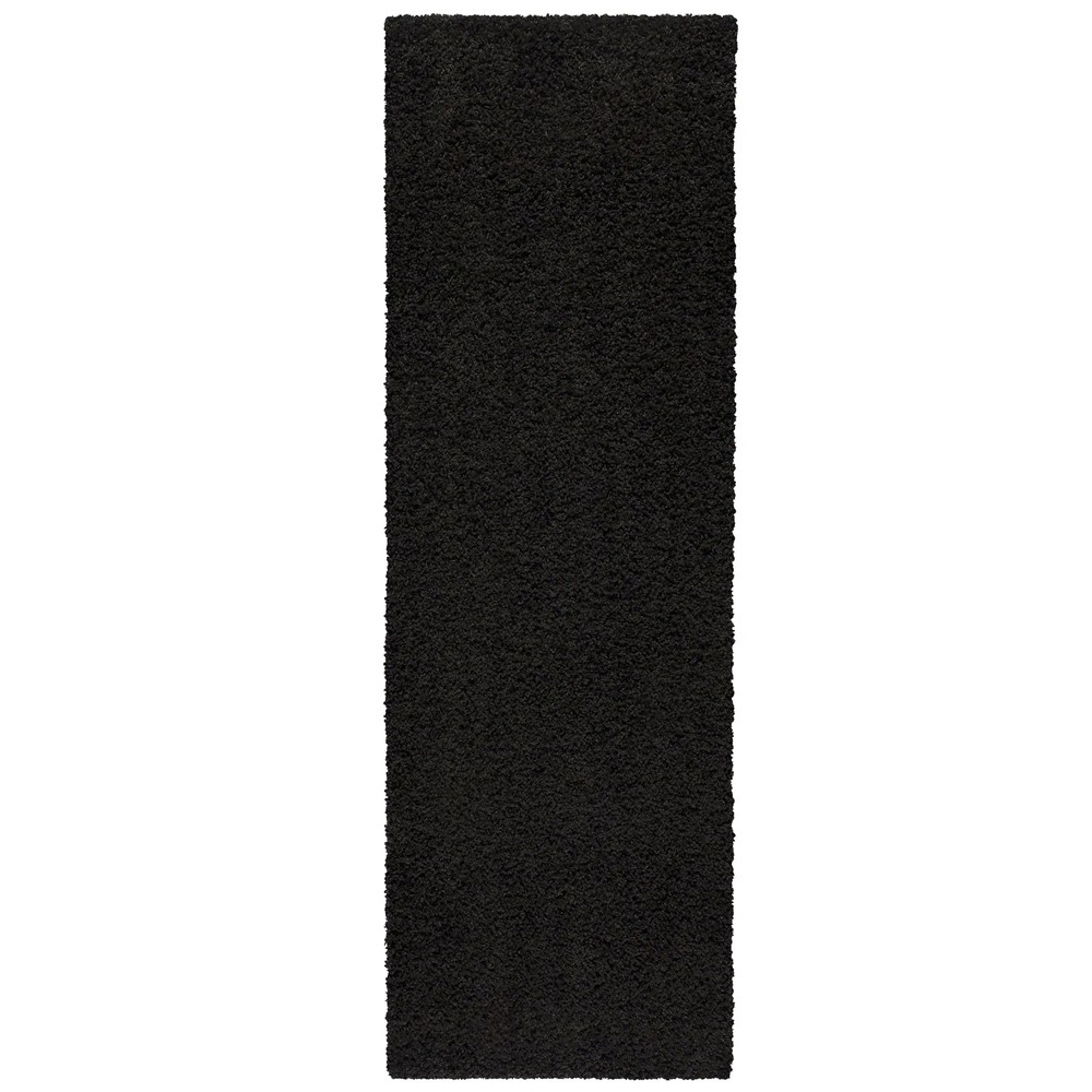 Mainstays Casual Solid Black Shag Indoor Runner Rug, 1'9