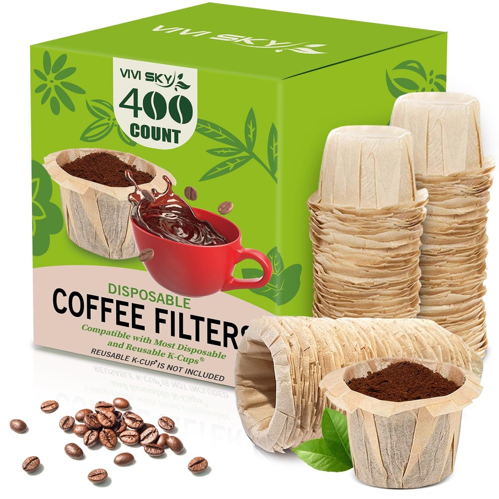 400-Count Disposable K-Cup Coffee Filters Compatible with Keurig Brewers