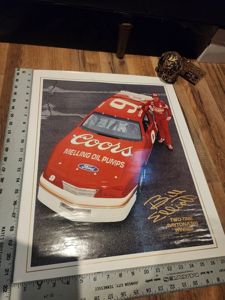 Vintage Bill Elliott Coors NASCAR Daytona 500 Winner Racing Poster 18x22
