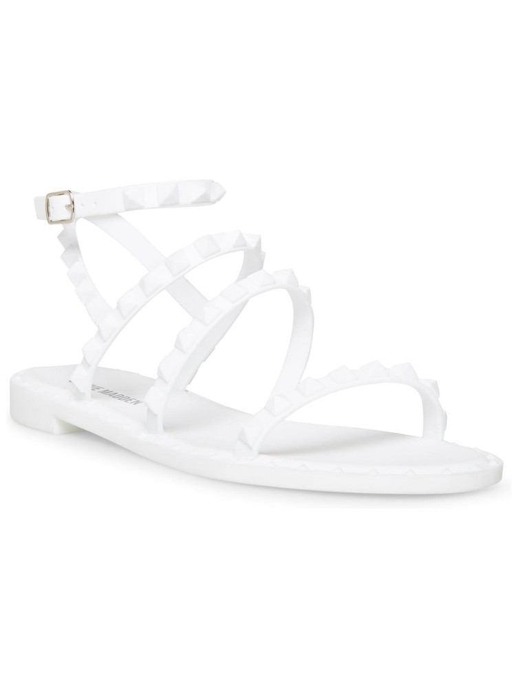 Steve Madden White Jelly Gladiator Sandals for Women Size 6 M Round Toe Travel-Friendly