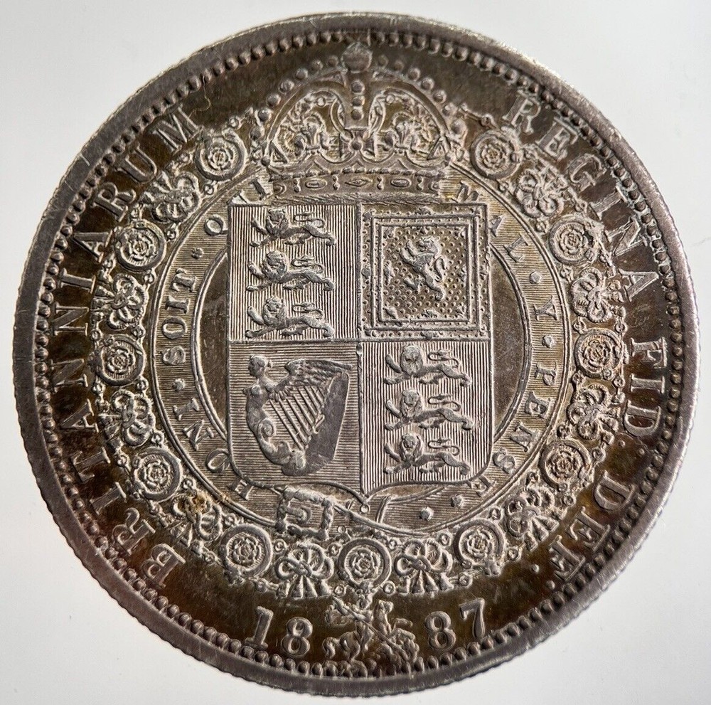 1887 Victoria Half-Crown Silver Coin | Very Fine Grade | a8594