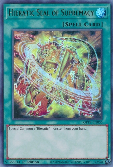 Hieratic Seal of Supremacy GFTP-EN055 Ultra Rare 1st Edition Lightly Played