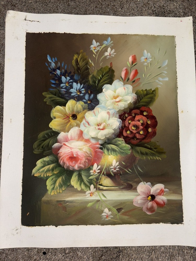 Bouquet Of Flowers Real Oil Painting On Canvas 11”x9”