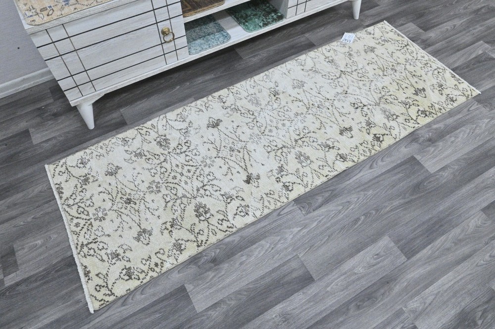 Vintage 2x6 Turkish Oushak Runner Rug Handmade Anatolian Boho Kilim BEIGE