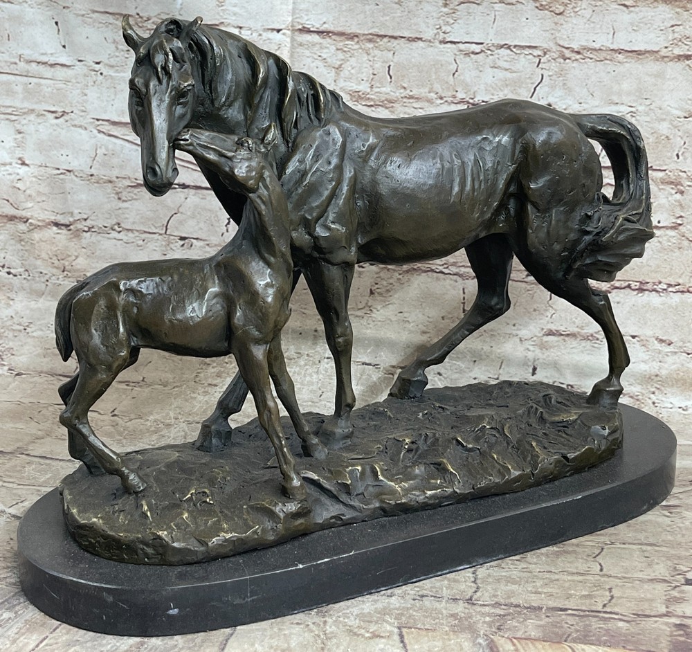 Equestrian Show Horse Foal Equine Sculpture Barn Ranch Art Bronze Marble Gift