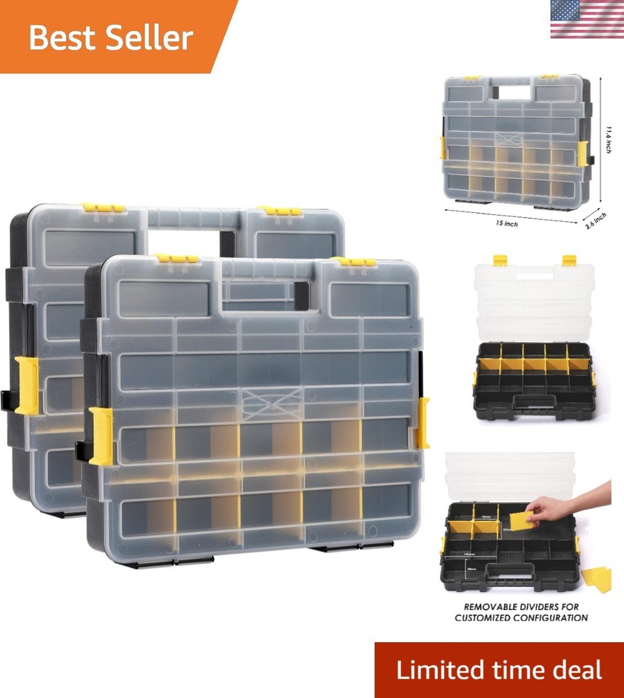 34-Slot Small Parts Organizer Set - Black & Yellow Storage Solution