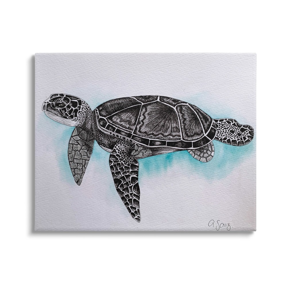 Stupell Monochrome Sea Turtle Marine Life Watercolor Pattern