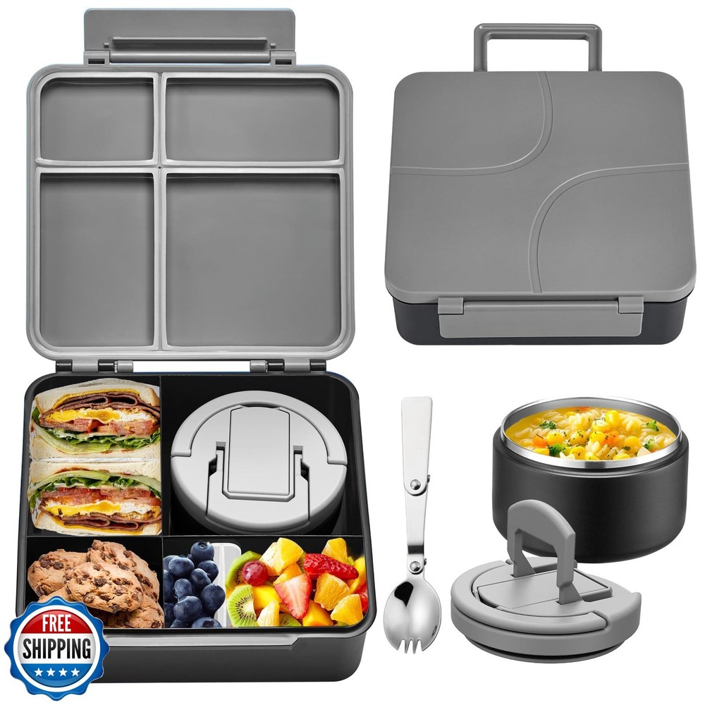 MAXSO Bento Lunch Box Set for Kids with 8 oz Soup Thermo, Leakproof Hot Food