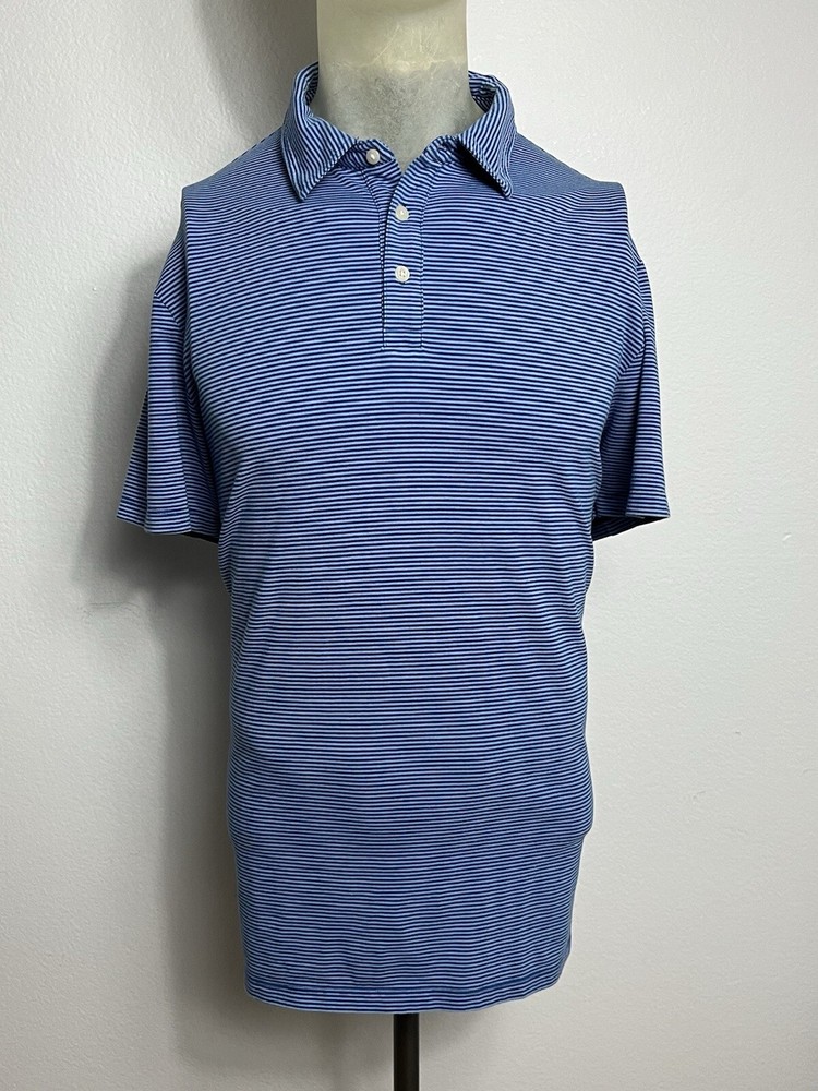 Men's Large Blue Striped Cotton Polo Shirt by Members Mark-image