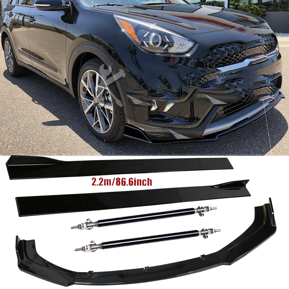 Front Bumper Lip Splitter Spoiler Strut Rods For Kia Niro 2016-2022