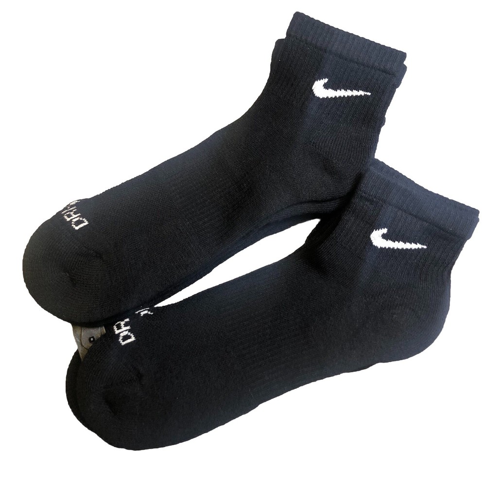 Nike Dri-Fit Quarter Ankle Sock Men’s 8-12 Women’s 10-13 Black NEW 6 PAIRS
