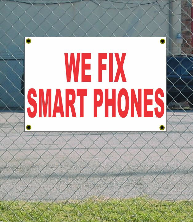 2x3 We Fix Smartphones Red and White Banner Sign | New Discount Size and Price | Repair Services Advertisement