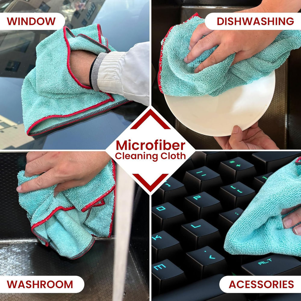 5-Pack 15x15 Microfiber Car Cleaning Cloths Lint-Free Towels