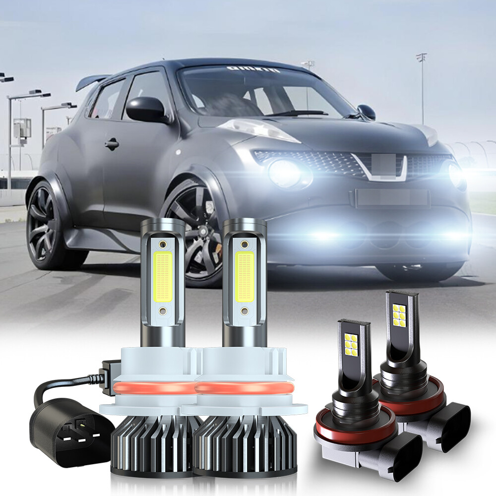 For Nissan Juke 2011-2014 pair 6000K LED Headlight Hi/Lo Beam + Fog Light Bulbs