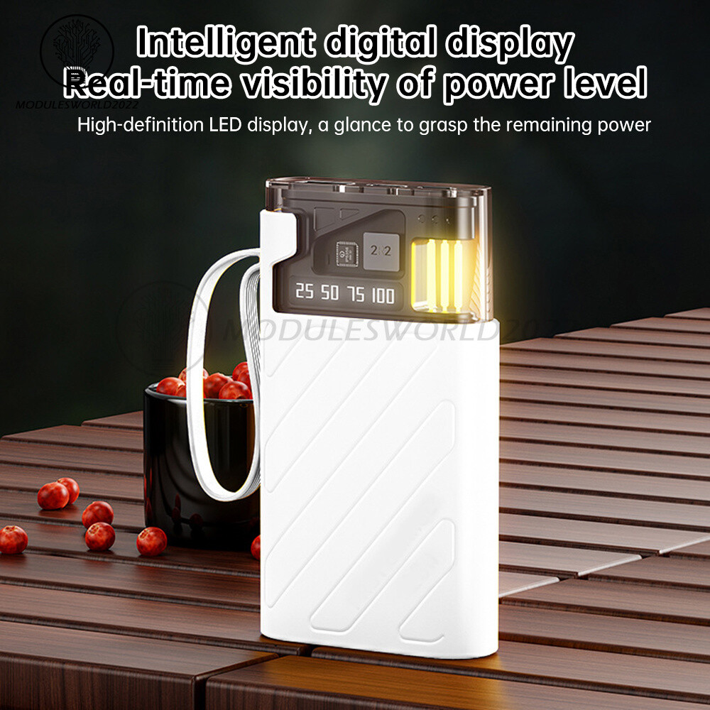 3X18650 DIY Power Bank Case 22.5W Fast Charge with Cable