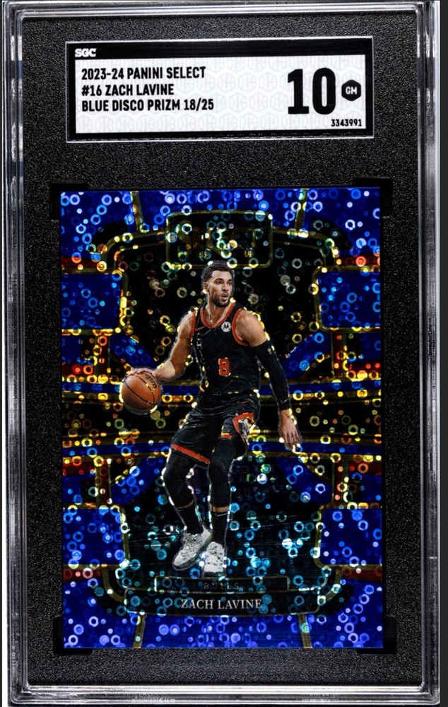 2023-24 Panini Select Zach LaVine Blue Disco /25 SGC 10 Gem Mint Card