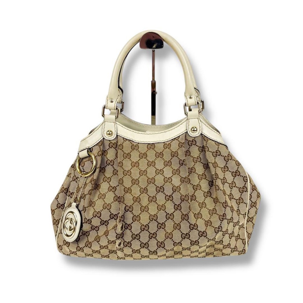 GUCCI GG Canvas Sukey Tote Bag in Beige