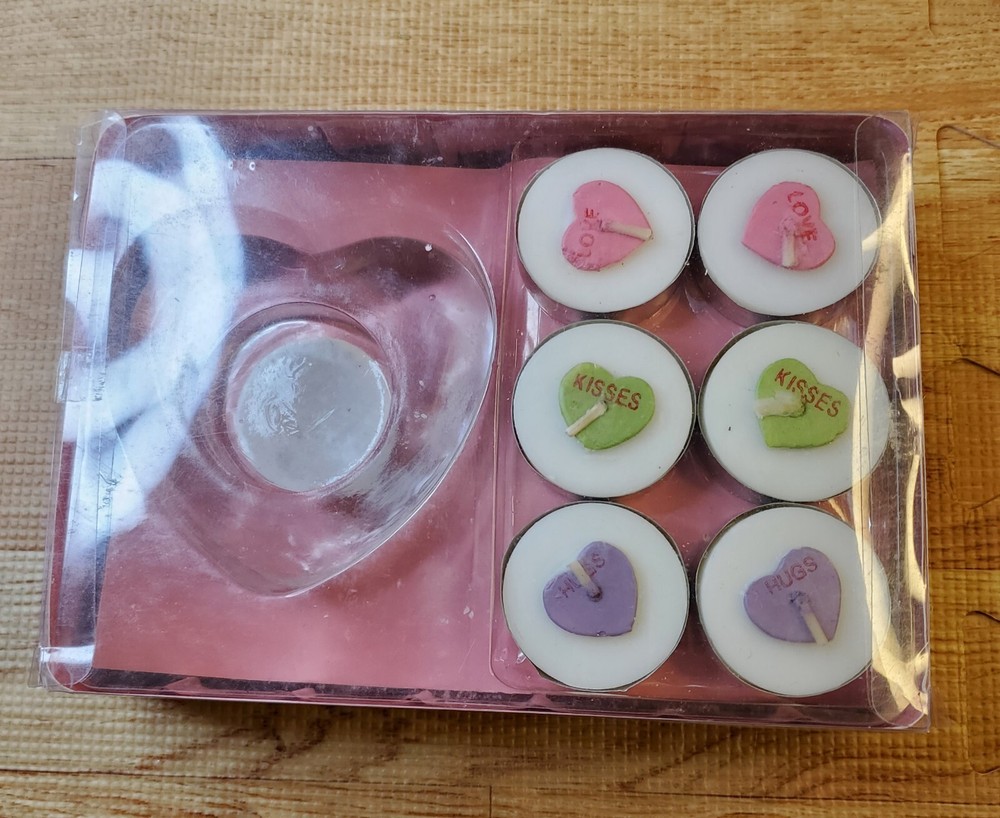 Valentine Tealight Set Candles Candy Hearts Anniversary NEW