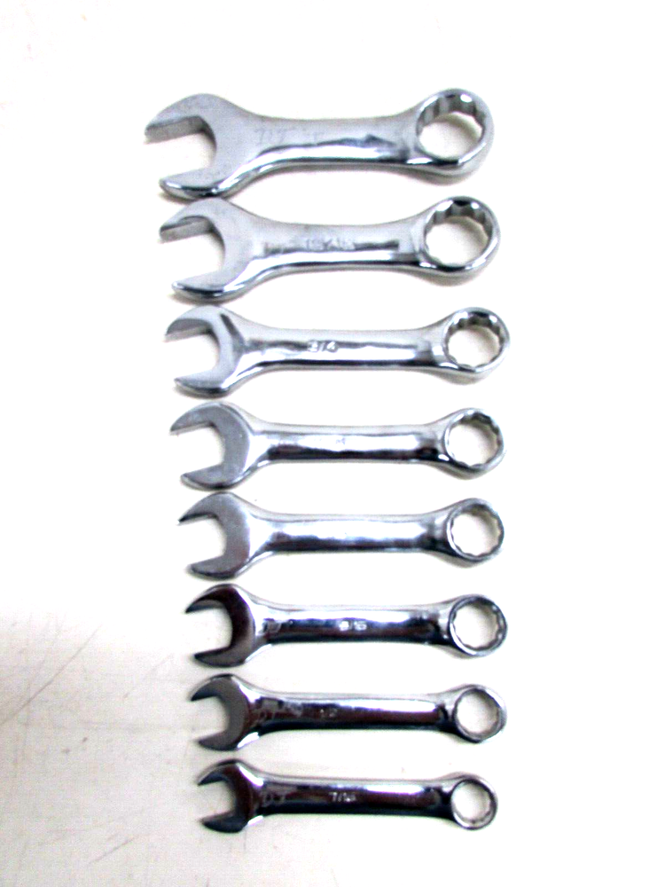 SAE Stubby Combination Wrench Set 12-Point 7/16 to 1 Inch