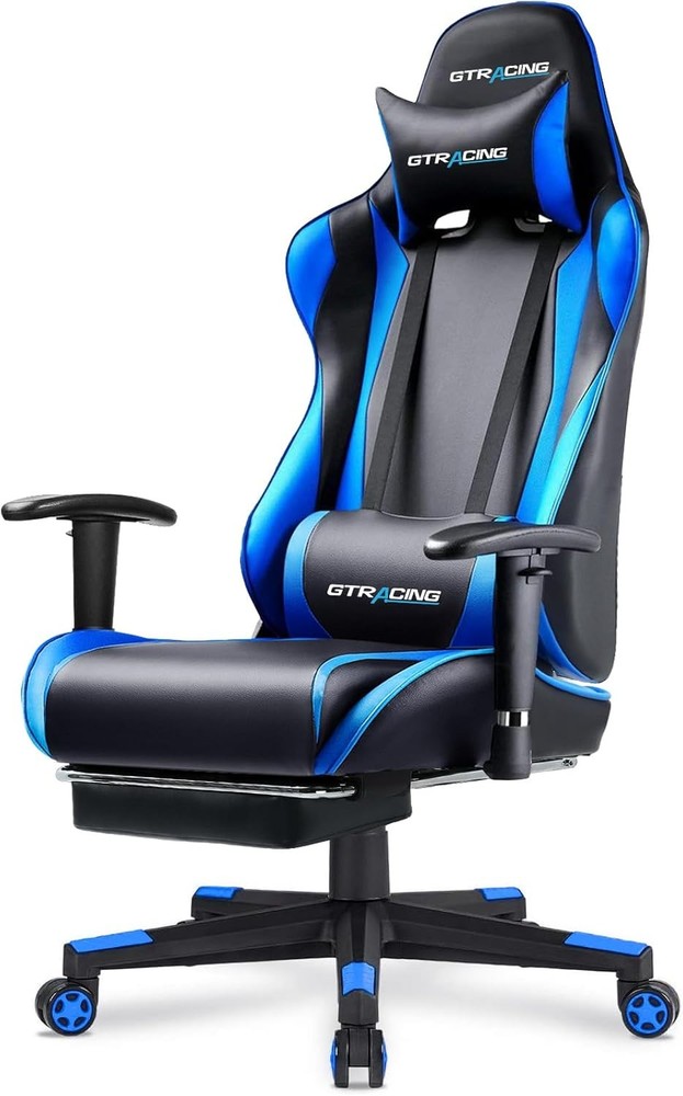 Gaming Chair with Footrest, Ergonomic Computer Game Desk Chair, Reclining Gamer