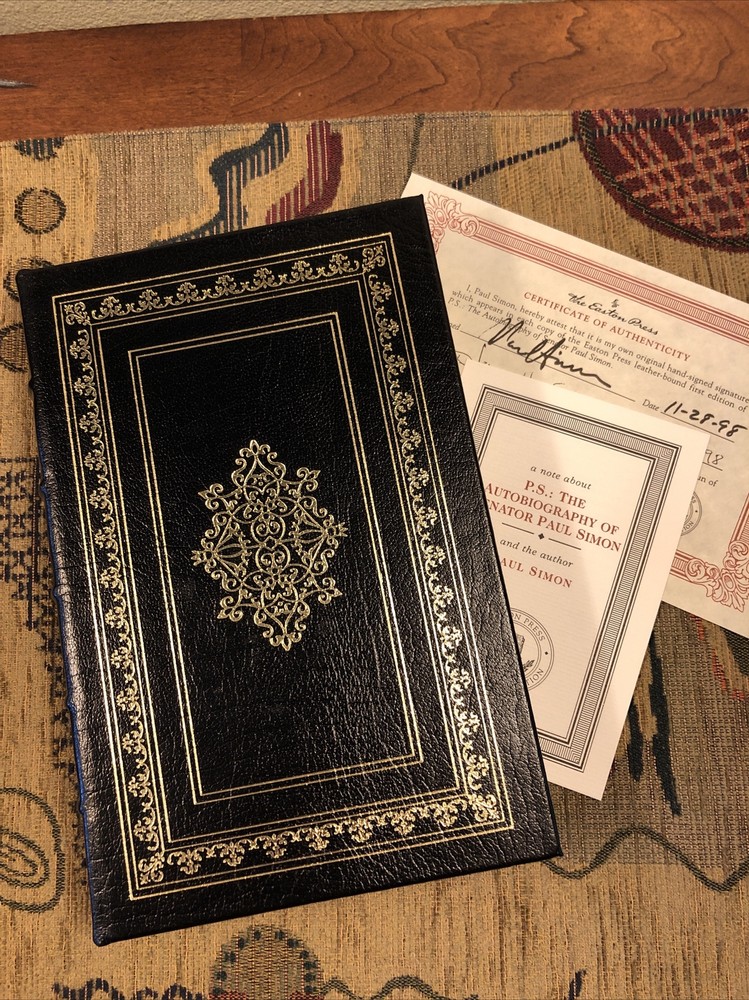 Signed 1st Edition P.S. Autobiography by Senator Paul Simon Easton Press with COA Like New