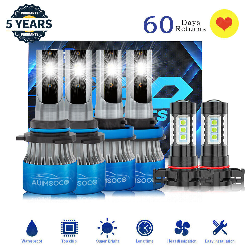 LED Headlights Hi Low Beam+Fog Light Bulbs WHT For 2007-2013 Chevy Suburban 2500