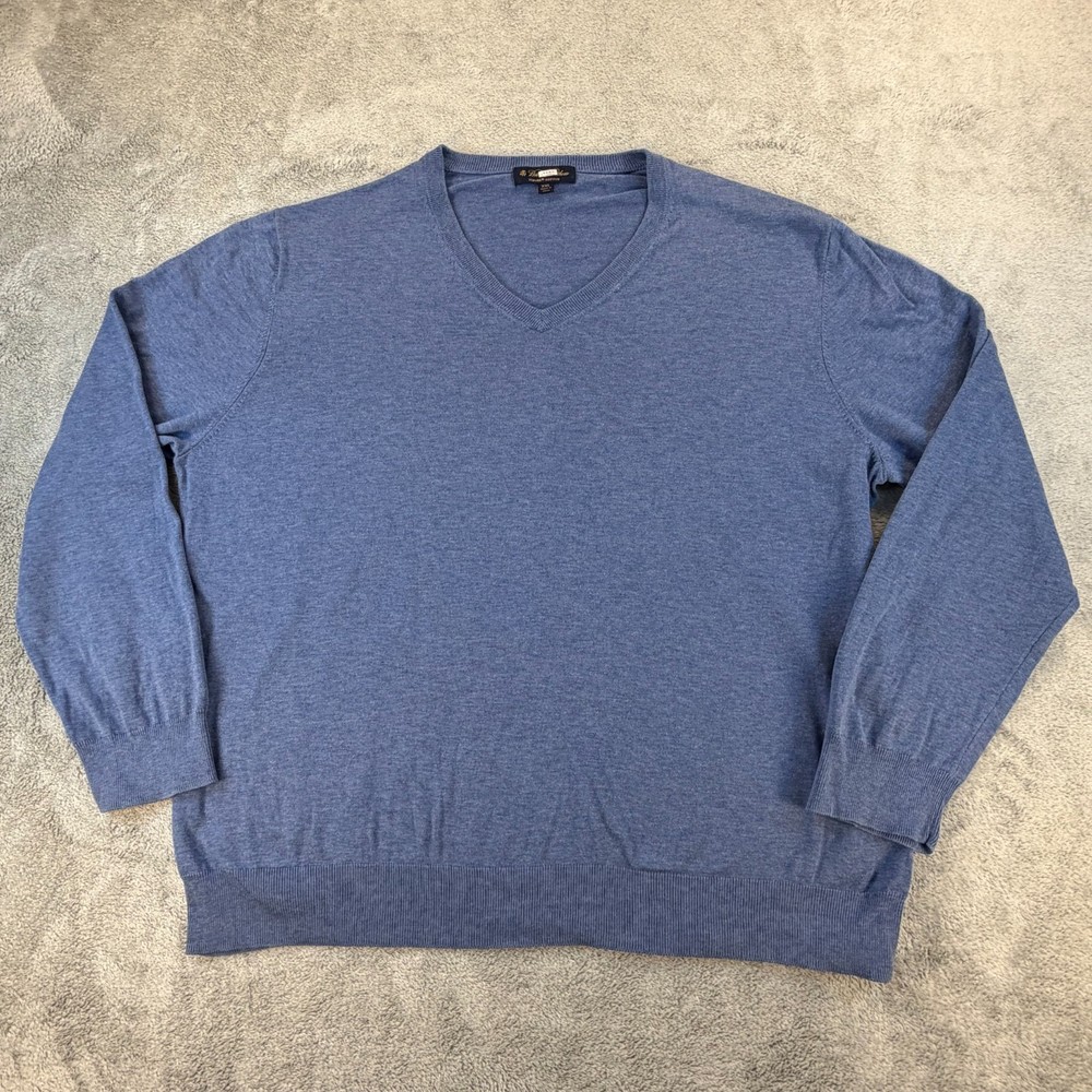 Brooks Brothers Supima Cotton Sweater Men’s XXL Blue V-Neck Pullover