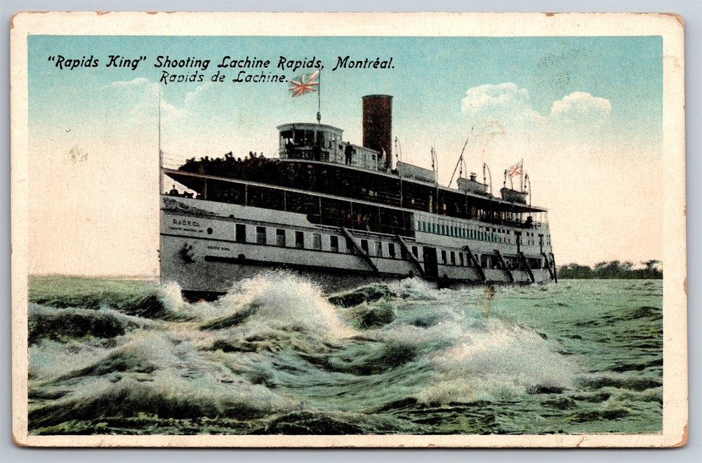 Rapids King Shooting Lachine Rapids Montreal Canada C1920's Postcard P5