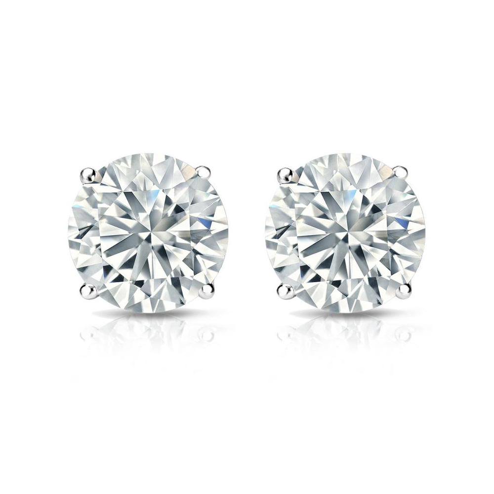 1.50 Ct Round Cut Lab Created Diamond Stud Earrings 4 Prongs 14K White Gold