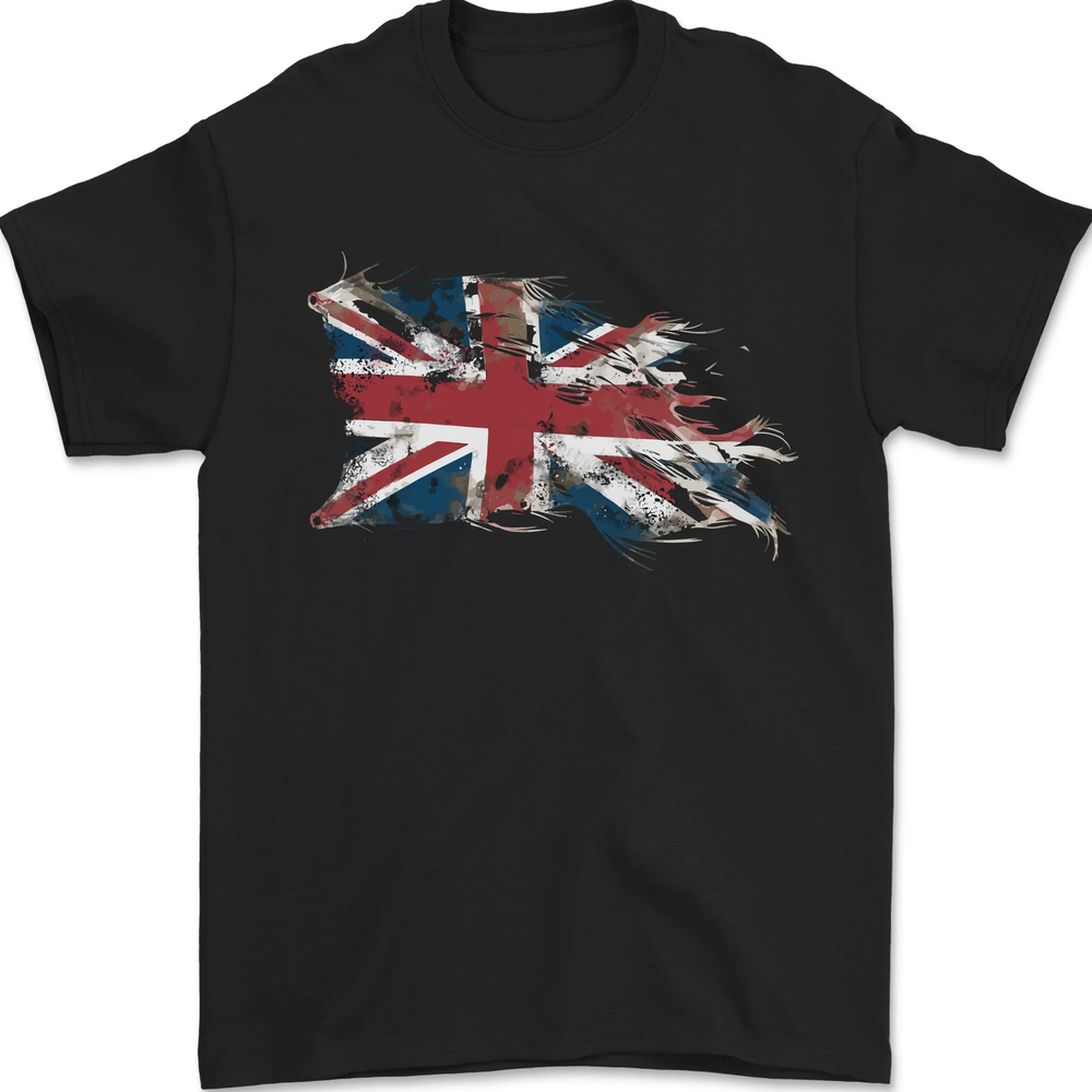 Distressed Union Jack British Flag T-Shirt for Men 100% Cotton