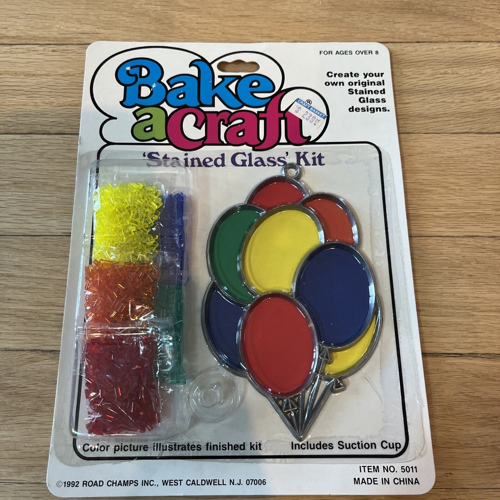 Bake a Craft Stained Glass Balloons Suncatcher Kit 1992 NIP