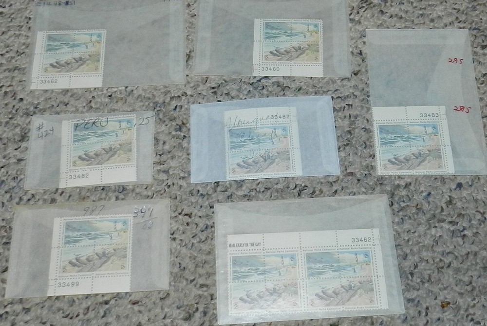 Unused Stamp lot 8 Scott #1448 National Parks Centennial 2 cent Plate Blocks
