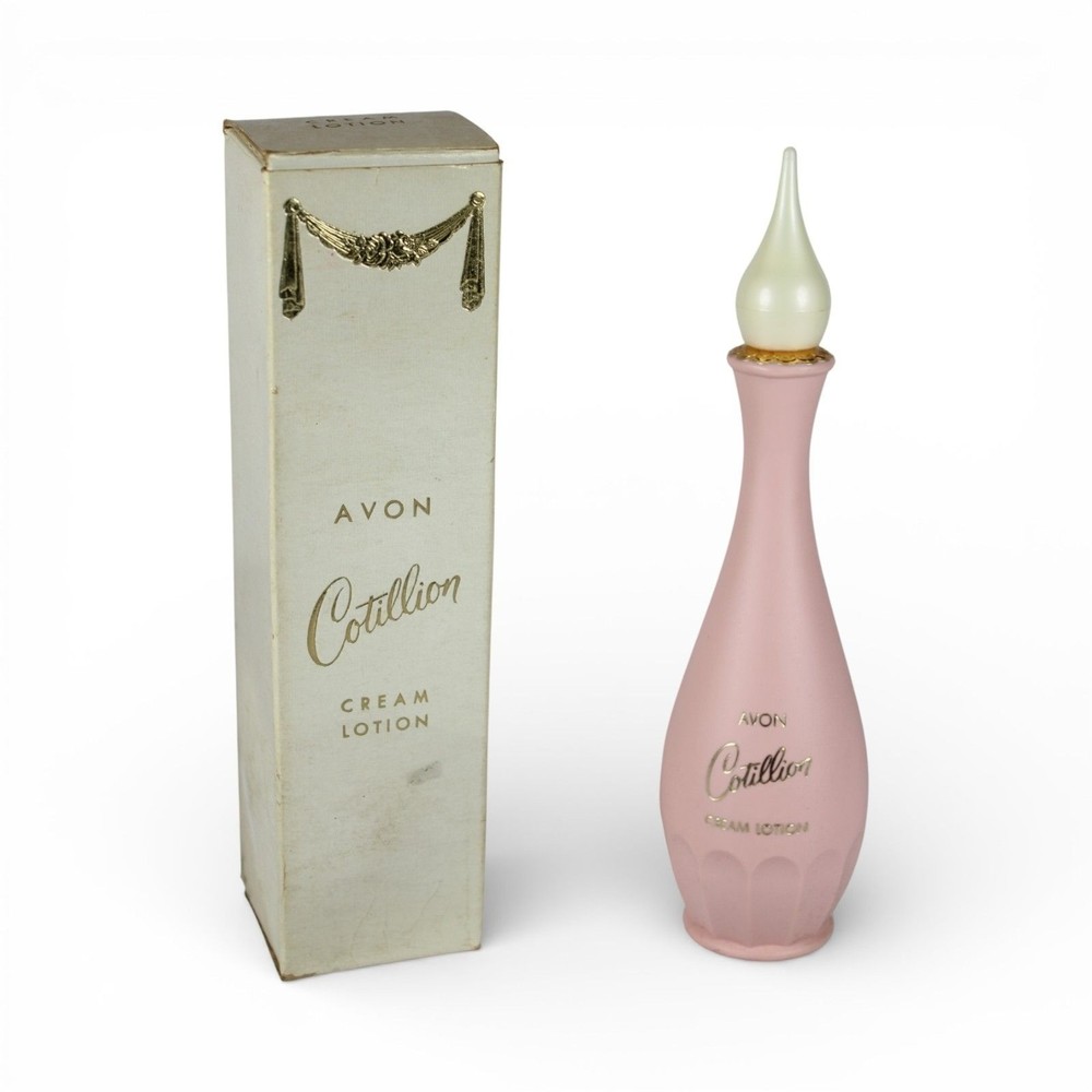 Avon Cotillion Cream Lotion In Original Box 1965 - Vintage Pink Bottle With Gold